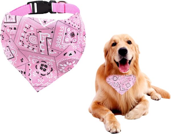 FuninCrea Dog Bandanas Collar, Triangle Towels Washable Bibs Scarf Adjustable Bandanas Flower Pattern Dog Collar Costume Accessories for Small Medium Large Dogs (pink)