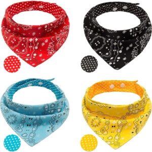 PAWCHIE Dog Bandanas Small Reversible Styles Pet Triangle Scarf Bibs - Adjustable with Two Snaps - Kerchief Set Accessories for Dogs, Puppy, Cats