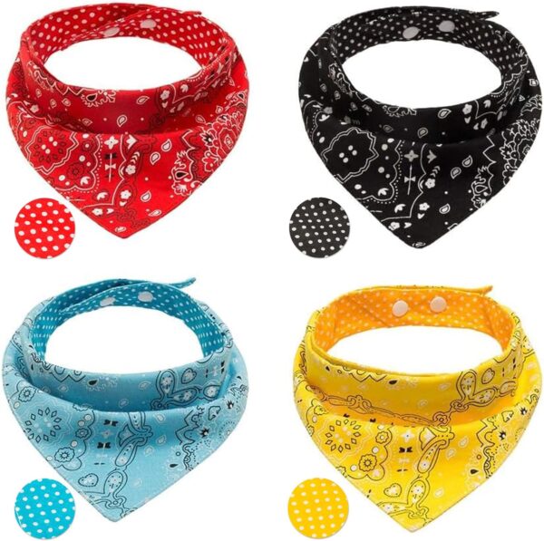 PAWCHIE Dog Bandanas Small Reversible Styles Pet Triangle Scarf Bibs - Adjustable with Two Snaps - Kerchief Set Accessories for Dogs, Puppy, Cats