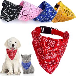 5 Packs Dog Bandana, Washable Bandanas for Dogs Puppy Bandana, Dog Neckerchief Adjustable Bandana for Cats Dogs for Small Medium Pets （5 Colors）