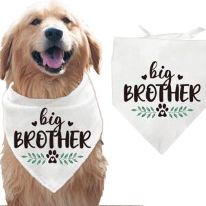 arricraft 1 Pc Pet Dog Bandana, White Cotton Triangle Pet's Bandana "Big Brother" Words Plant Washable Scarf Bibs Accessories Chief for Large Dogs and Pets Gifts 55x55x78cm