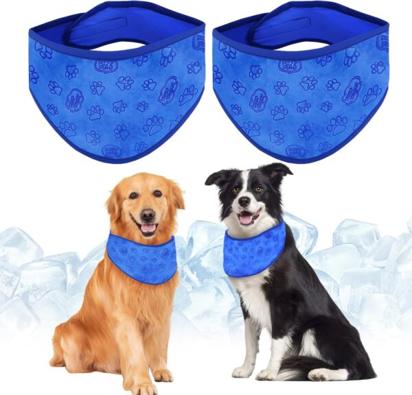 2Pcs Dog Cooling Bandana for Medium Dogs Adjustable Dog Bandanas Breathable Cooling Collar Dog Accessories Hot Summer Instant Cooling for Medium Large Dogs