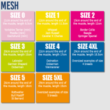 Mesh muzzle size guides 