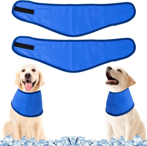 2pcs Dog Cooling Bandana Pet Ice Cool Scarf Dogs Breathable Cooling Vest Chill Out Neck Wrap Cooler Cat Ice Collar for Summer (Large (Neck Girth 16-22 inch))