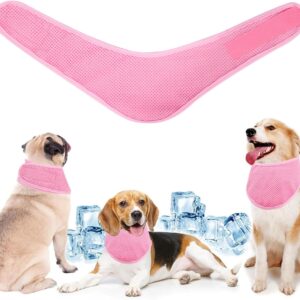 Dog Cooling Bandana, Breathable Pet Cooling Collar for dogs, Instant Cooling Neck Wraps Ice Scarf for Summer (Pink, L)