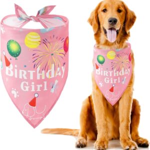 Kaket Dog Birthday Bandana, Plaid Cute Doggy Bandana, Dog Bandana, Dog Birthday Party Decorations Props (Pink)