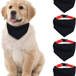 HACRAHO Blank Dog Bandana, 4 PCS Black Pet Bandana Collar with Quickly Release Buckle Adjustable Sublimation Dog Bandana with Removable Red Collar for Small Dogs and Cats, Black L