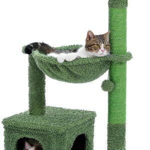 PAWZ Road Cactus Cat Tree for Indoor cats, Cat Climbing Tree Cat Play Tower with Hammock Cat Scratching Post 102cm