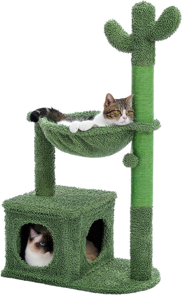 PAWZ Road Cactus Cat Tree for Indoor cats, Cat Climbing Tree Cat Play Tower with Hammock Cat Scratching Post 102cm