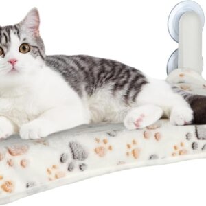 Mooche Cat Window Bed Hammock, Foldable Cat Window Perch with Cozy Blanket, Suction Cups Cat Hammock for Glass Windows Hold Up to 25KG, 52X30CM