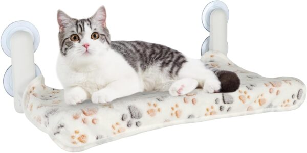 Mooche Cat Window Bed Hammock, Foldable Cat Window Perch with Cozy Blanket, Suction Cups Cat Hammock for Glass Windows Hold Up to 25KG, 52X30CM