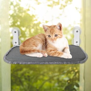 Lvjkes Cat Window Hammock, Cat Window Bed, 52 x 30 cm Foldable, Different fabrics on the front and back, with Sturdy Metal Frame & 4 Upgraded Strong Suction Cups Holds, suitable for all seasons