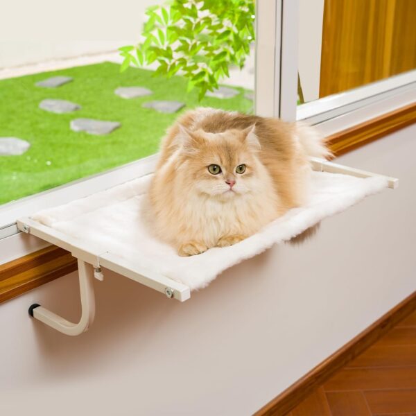 CATISM Cat Window Perches Cat Window Hammock Cat Hanging Bed for Indoor Cat with Steel Frame Upgrade Strong Suction Cups Sturdy Holds Up to 20KG/40LBS