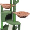 TWDEPART Cactus Cat Tree Cat Tower with Cat Scratching Posts,Activity Centre Climbing Tree Cat Furniture with Cat Condo and Two Hammocks,Green