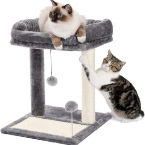 PETEPELA Cat Scratching Post Modern Cat Scratcher,Scratching Board for Small Medium Size Cats Cat Tree with Plush Perch