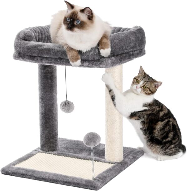 PETEPELA Cat Scratching Post Modern Cat Scratcher,Scratching Board for Small Medium Size Cats Cat Tree with Plush Perch