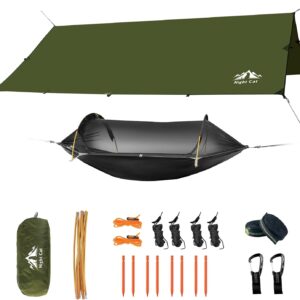 Night Cat Camping Hammock with Mosquito Net and Tarp Lightweight Portable Hammock with Straps for Outdoor Travel Hiking Backpacking