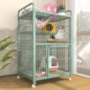 GUAWJRZDP Large Cat Cage, Cat Playpen, Cat Enclosures, Cat House, Top Storage, 2 Doors, Multi-level Space, with 4 Wheels, Hammock And Bottom Cushion, for Kitten Small Animals, Green(Size:27.6x21.7x44.