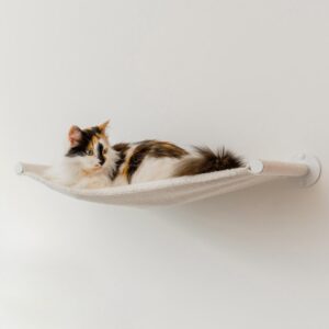 Cat Hammock, Cat Wall Shelf, Cat Bed, Wall Mounted Cat Furniture, Cat Hammock for Wall, Floating Cat Shelf, Support up to 33 lb, Ivory Hammock