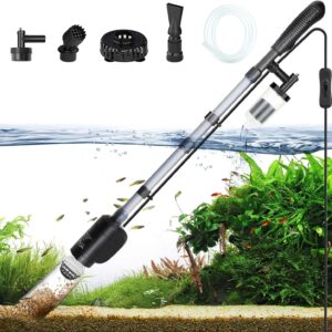 AQQA Aquarium Gravel Cleaner, 6-in-1 Multifunction Fish tank cleaner,20W Powerful Automatic Aquarium Vacuum Gravel Cleaner with Adjustable Water Flow, for Water Cleaning & Wash Sand