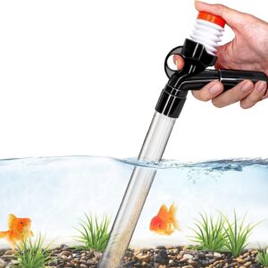 SSRIVER Aquarium Gravel Cleaner Fish Tank Kit Long Nozzle Water Changer for Water Changing and Filter Gravel Cleaning with Air-Pressing Button and Adjustable Water Flow Controller- BPA Free