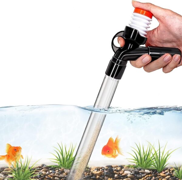 SSRIVER Aquarium Gravel Cleaner Fish Tank Kit Long Nozzle Water Changer for Water Changing and Filter Gravel Cleaning with Air-Pressing Button and Adjustable Water Flow Controller- BPA Free