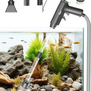 AQQA Aquarium Gravel Cleaner, 4-in-1 Upgraded Powerful Suction Fish Tank Gravel Vacuum Cleaner with Water Flow Adjustment, for Water Changing, Cleaning Gravel and Sand