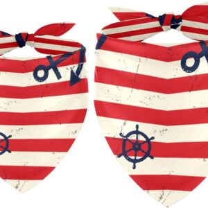 2 Pack Dog Bandana Anchor on Army Red Stripe Girl Boy Bibs Dog Scarf Kerchief Accessories for Small Medium Large Dogs Puppy Cat Pet