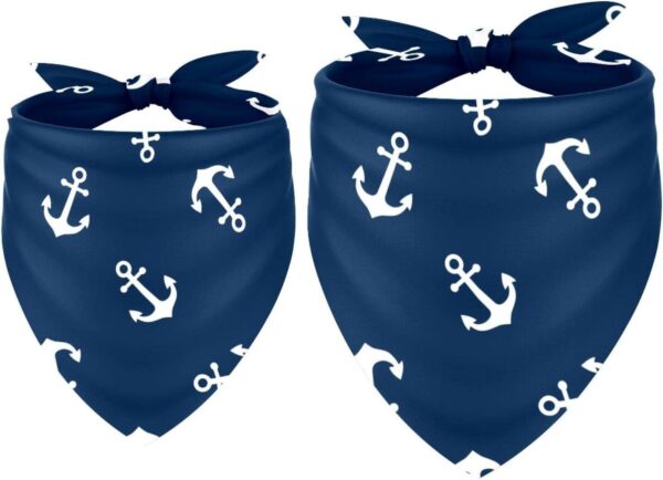 2 Pack Dog Bandana Ocean Anchor Navy Blue Girl Boy Bibs Dog Scarf Kerchief Accessories for Small Medium Large Dogs Puppy Cat Pet