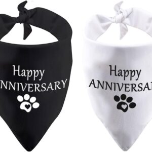 2 Pack Happy Anniversary Dog Bandana Pregnancy Announcement Baby Announcement Gift (Happy Anniversary 2 pack)