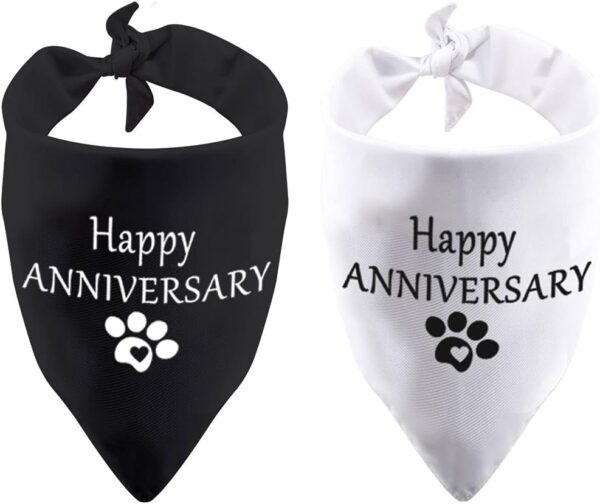 2 Pack Happy Anniversary Dog Bandana Pregnancy Announcement Baby Announcement Gift (Happy Anniversary 2 pack)