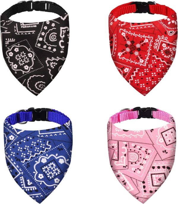 4 Pack Dog Bandanas,Pet Triangle Bibs,Boho Scarf Collar Kerchief,Adjustable Strap Neckerchief Set,Washable Pet Costume Accessories for Small Medium Large Girl or Boy Dogs Cats Puppy Decoration Supply