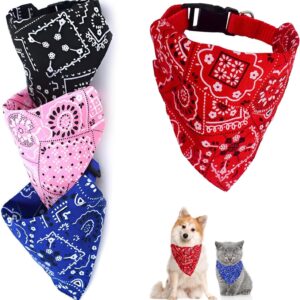 4 Pack Washable Dog Bandanas - Adjustable Boho Style Pet Scarves for Small to Medium Dogs & Cats - Stylish, Durable, and Soft Pet Accessories for Everyday Wear & Special Occasions