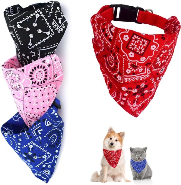 4 Pack Washable Dog Bandanas - Adjustable Boho Style Pet Scarves for Small to Medium Dogs & Cats - Stylish, Durable, and Soft Pet Accessories for Everyday Wear & Special Occasions