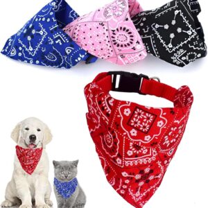 4 Packs Dog Bandana, Puppy Bandana Washable Bandanas for Dogs, Dog Neckerchief Adjustable Bandana for Dogs and Cats for Small Medium Pets