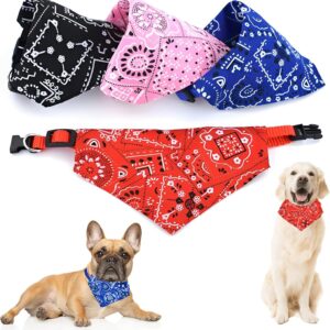 4 Pcs Dog Bandanas for Small Dogs, Dog Bandana Collar Boho Dog Scarfs, Washable and Adjustable Kerchief Set for Dogs Cats Pets Outdoor Daily Use