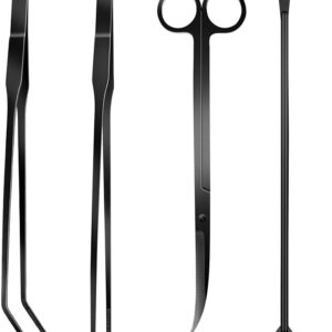 4Pcs Aquascaping Tools Kit, Long Stainless Steel Aquarium Plant Tools with Black Anti-Rust Coating, Aquarium Tweezers, Scissors, and Scrapers for Aquascaping Cleaning（Free Magnetic Tool Holder）