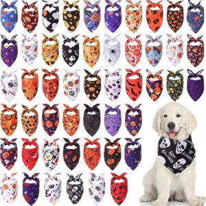 50 Pack Halloween Dog Bandanas Large Girl Boy Dog Bib Dog Scarf Pet Bandana Dog Handkerchief for Large Dogs Accessories Medium Small Puppy Dog Outfit Halloween Festival Birthday Party Supply