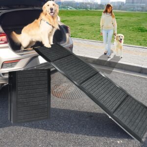 67”L*17.4”W Dog Ramps Dog Ramp for Car Dog Ramp for Large Dogs SUV Upgraded Folding Dog Stairs Portable Dog Car Step Dog Stair with Felt Surface Foldable Pet Stair Lightweight Pet Ladder