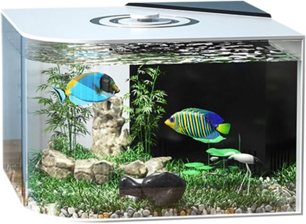 8.55-Gallon Acrylic Fish Tank with air Pump,Self Cleaning Aquarium with Light for Tabletop or Desktop Display,10.03×10.03×14.17inch