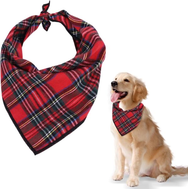 AOVNA Red Tartan Dog Bandana Christmas Dog Bandanas Classic Plaid Reusable Washable Pet Triangle Scarf Pet Bandana Pets Costume Accessories