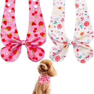 BIPY 2PCS Dog Bowtie Scarf Pet Bibs Bandanas Cute Flowers Fruits Dogs Neckerchief Soft Bib for Small Puppy Cats Rabbits Pigs Wedding Birthday Party Costumes Decorations Washable Adjustable