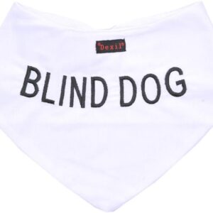 BLIND DOG White Dog Bandana Quality Personalised Embroidered Message. Neck Scarf Fashion Accessory. PREVENTS Accidents By Warning Others Of Your Dog In Advance