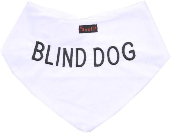 BLIND DOG White Dog Bandana Quality Personalised Embroidered Message. Neck Scarf Fashion Accessory. PREVENTS Accidents By Warning Others Of Your Dog In Advance