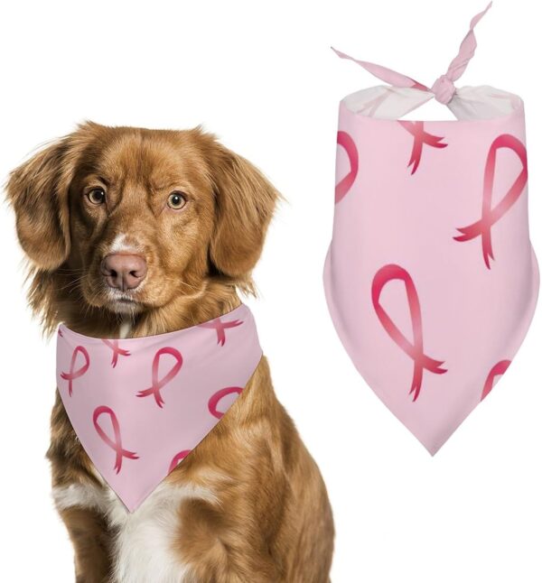 Breast Cancer Awareness Pink Ribbons Dog Bandanas Print Pet Kerchief Scarfs Triangle Bibs for Boys And Girls Pet Gift