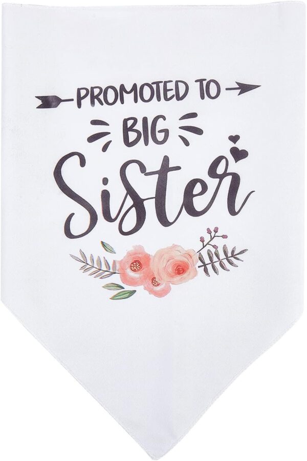 CRASPIRE Promoted to Be Big Sister Dog Bandana Wedding Pet Bandana White Flower Triangle Pet Dog Scarf Dog Engagement Wedding Announcement Photo Props Collars Accessories for Pet Dog Lovers Gifts