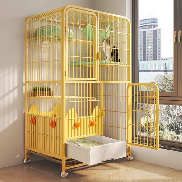 Cat Cage Cat Cage Enclosure with Cat Litter Box and Wheel - Indoor DIY Cat Playpen with Hammock & Ramp Ladders - Anti-Splash Cat Litter Baffle for Small Animals