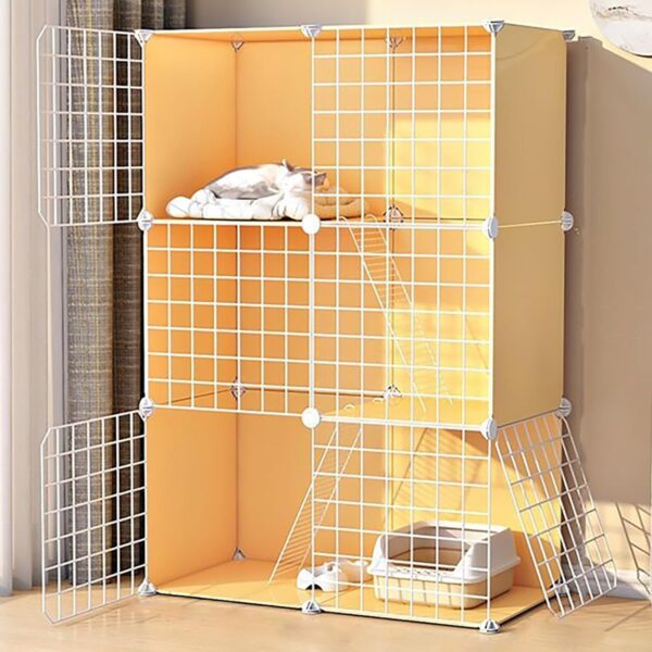 Cat Cage, DIY Cat Playpen, Cat Kennels for Indoor Cats, With litter box and cat hammock, Collapsible Pet Cage, Cat House, Exercise Place Ideal for 1-2 Cat, Ferret, Chinchilla, Rabbit (Size