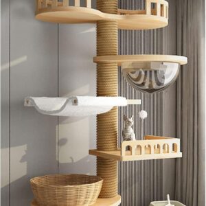 Cat Tree, Cat Tower For Indoor Cats Floor To Ceiling,Multi-Level Cat Furniture Condo For Large Cats With Hammock, Cat's Nest And Scratching Posts