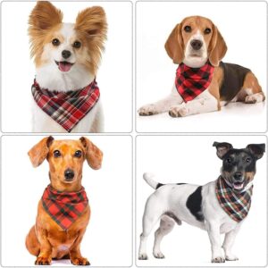 Dog Bandana, Plaid Bibs Scarf, Washable Reversible Adjustable Triangle Dog Scarf Bow Ties for Pets and Cats